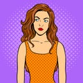 Thoughtful girl pop art vector illustration