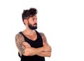 Thoughtful handsome man with tattoos Royalty Free Stock Photo