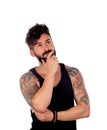 Thoughtful handsome man with tattoos Royalty Free Stock Photo