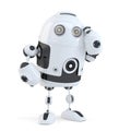 Thoughtful handsome robot. . Contains clipping path