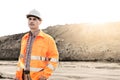 Thoughtful male supervisor looking away at construction site Royalty Free Stock Photo