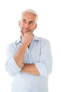 Thoughtful man posing with hand on chin Royalty Free Stock Photo