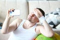 Thoughtful Man Shooting Training on Mobile Phone Royalty Free Stock Photo