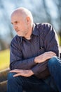 Thoughtful man sitting on a flight of steps Royalty Free Stock Photo