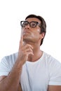 Thoughtful mature man with hand on chin Royalty Free Stock Photo