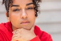 Thoughtful Mixed Race Biracial African American Teenager Girl Young Woman Royalty Free Stock Photo