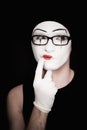 Thoughtful portret of the mime Royalty Free Stock Photo