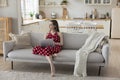 Thoughtful pretty student girl studying online at home Royalty Free Stock Photo