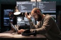 Thoughtful programmer brainstorming ideas about coding Royalty Free Stock Photo