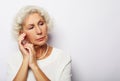 Thoughtful serious senior woman feeling blue worried about problems Royalty Free Stock Photo