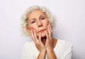 Thoughtful serious senior woman feeling blue worried about problems Royalty Free Stock Photo