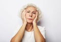 Thoughtful serious senior woman feeling blue worried about problems Royalty Free Stock Photo