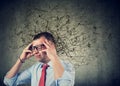 Thoughtful stressed man with a mess in his head Royalty Free Stock Photo