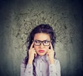 Stressed young woman with a mess in her head Royalty Free Stock Photo