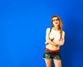 Thoughtful Student Hipster Girl Looking Up Royalty Free Stock Photo