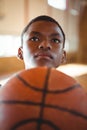 Thoughtful teenage basketball player Royalty Free Stock Photo