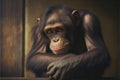 Thoughtful thinking Chimp ape primate portrait not monkey chimpanzee Royalty Free Stock Photo