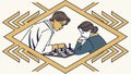 Friends Playing Chess, Strategy and Focus, Intellectual Activity, vector design Generative AI Royalty Free Stock Photo