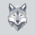 A thoughtful wolf, thinking about something, gray and white