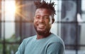 Thoughtful young black man looking straight ahead Royalty Free Stock Photo