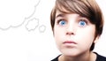 Thoughtful boy with an empty thought bubble Royalty Free Stock Photo