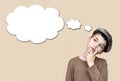 Thoughtful young boy with an empty thought bubble Royalty Free Stock Photo