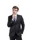 Thoughtful young businessman isolated portrait Royalty Free Stock Photo
