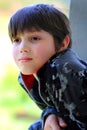 Thoughtful Young Dark Haired Boy Royalty Free Stock Photo