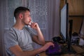 Caucasian man working on computer Royalty Free Stock Photo