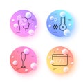 Thoughts, Weather thermometer and Seo script minimal line icons. For web application, printing. Vector