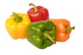 Four bell peppers isolated on white background Royalty Free Stock Photo