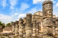 Thousand columns mayan temple complex, Chichen Itza archaeological site, Yucatan, Mexico Royalty Free Stock Photo