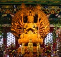 Thousand hands wooden Buddha in Chinese temple