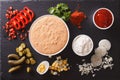 Thousand Island Dressing with ingredients. Horizontal top view Royalty Free Stock Photo