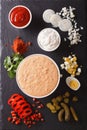 Thousand Island Dressing with ingredients. vertical top view Royalty Free Stock Photo