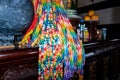 A thousand origami cranes colorful paper decorations in Fukusai-ji buddhist temple in Nagasaki, Japan.