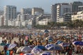 Thousands of bathers in Rio de Janeiro beach Royalty Free Stock Photo