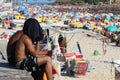 Thousands of bathers in Rio de Janeiro beach Royalty Free Stock Photo