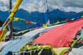 The picturesque view of blue Himalayan mountain range from the heights of Chele la pass in Bhutan Royalty Free Stock Photo