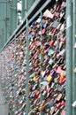 thousands of colourful Love padlocks onthe Hohenzollern Bridge in Cologne, Germani.