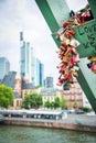 Thousands of love padlocks locked on the rail of Iron Bridge in Frankfurt Um Main Royalty Free Stock Photo