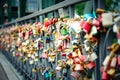 Thousands of love padlocks locked on the rail of Iron Bridge in Frankfurt Um Main Royalty Free Stock Photo