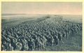 Thousands men marched on west of Russia. Semyon Budyonny, Semyon Timoshenko and Kliment Voroshilov were the Cavalry Army clique Royalty Free Stock Photo