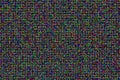 small circles arranged in neat rows with random colors on a black background