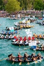 Thousands of spectators watching the start of the traditional boat marathon in Metkovic, Croatia