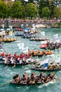 Thousands of spectators watching the start of the traditional boat marathon in Metkovic, Croatia