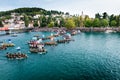 Thousands of spectators watching the start of the traditional boat marathon in Metkovic, Croatia