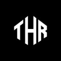THR letter logo design with polygon shape. THR polygon and cube shape logo design. THR hexagon vector logo template white and Royalty Free Stock Photo