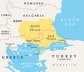 Thrace, geographical and historical region in Europe, political map