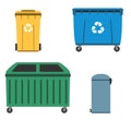 Thrash and recycling can. Garbage container set. Royalty Free Stock Photo